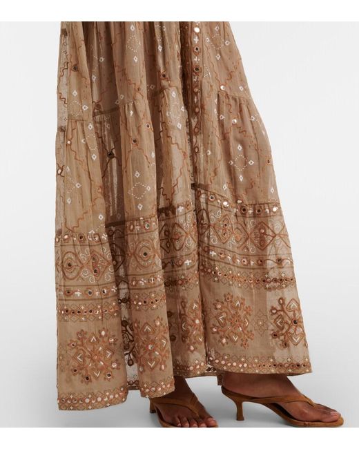 Juliet Dunn Natural Embellished Cotton Maxi Dress
