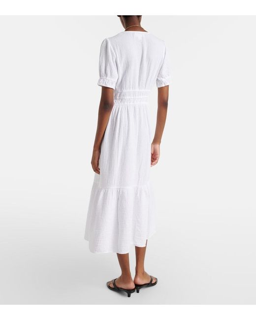Velvet White Rivelle Cotton Gauze Midi Dress