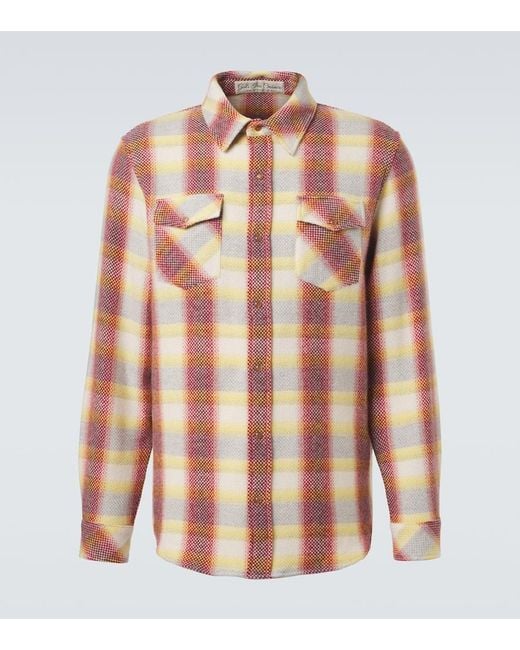 God's True Cashmere Pink Rose Blume Cashmere Shirt With Sunstone for men