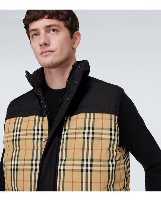 Veste Doudoune Sans Manches Check Burberry pour homme en coloris Brown