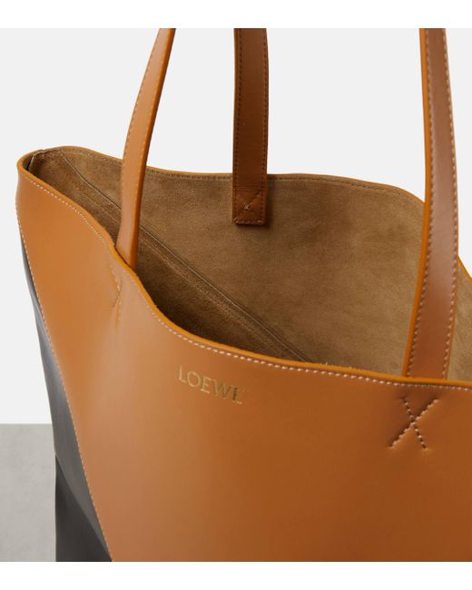 Loewe Black Puzzle Fold Medium Leather Tote Bag