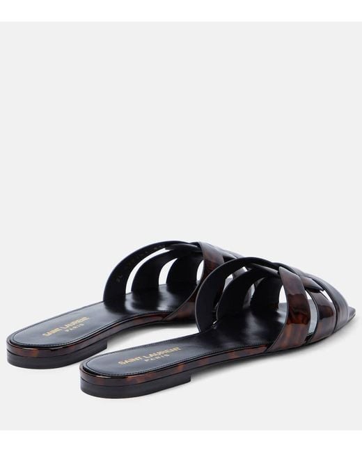 Saint Laurent Brown Tribute 05 Leopard-Print Leather Flats