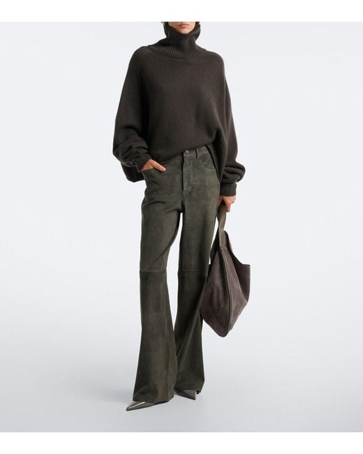 Stouls Gray Mytheo Suede Wide-Leg Pants