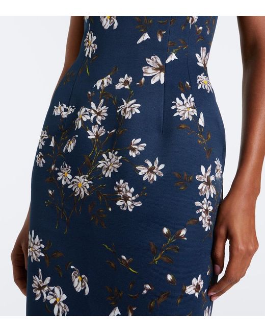 Emilia Wickstead Blue Laelia Floral Bustier Gown