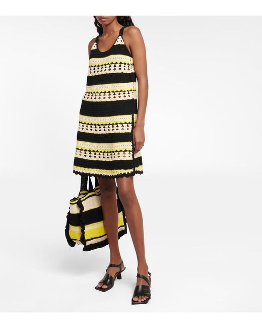 Ganni Yellow Crochet Mini Dress