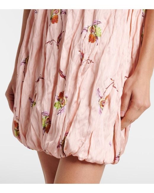 Emilia Wickstead Pink Meave Floral Satin Minidress