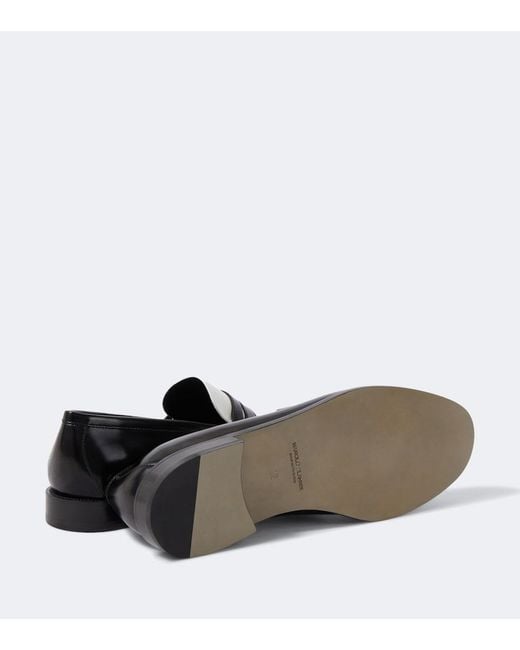 Manolo Blahnik Black Perry Leather Penny Loafers for men