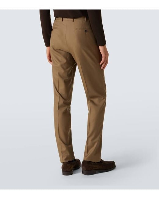 Zegna Natural Double-Breasted Wool Twill Suit for men