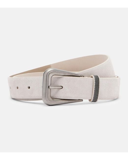 Brunello Cucinelli Natural Monili Suede Belt