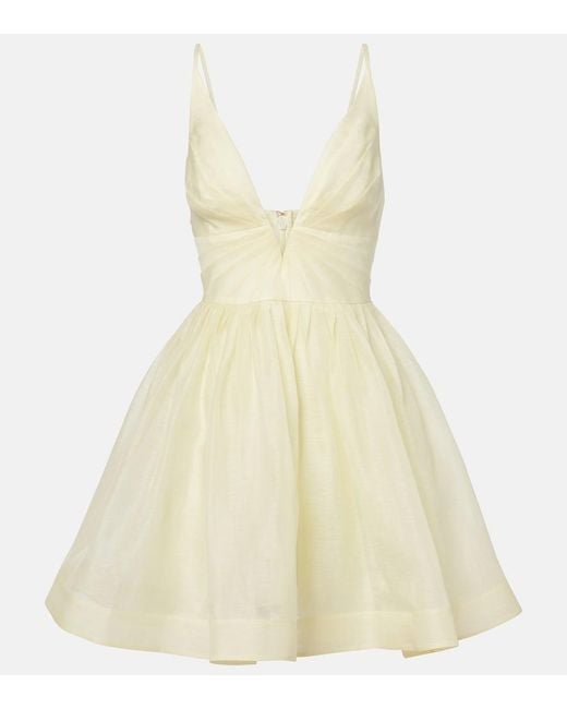 Zimmermann Natural Illuminate V Neck Mini Dress