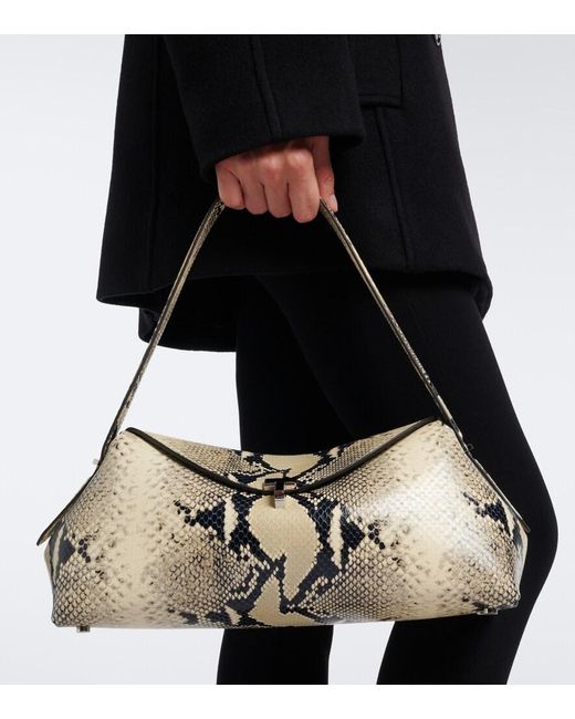 Totême White T-Lock Small Leather Shoulder Bag