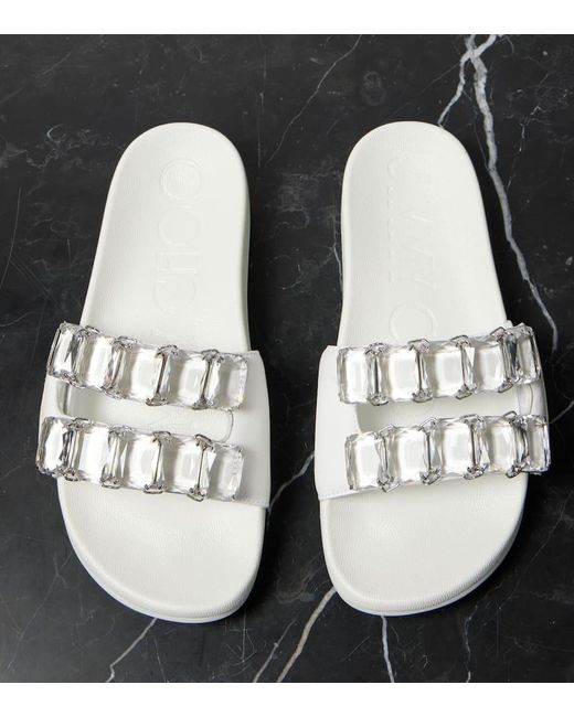 Sandalias Fitz Crystal De Piel Adornadas Jimmy Choo de color White