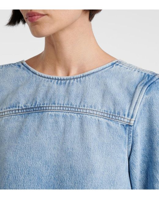 Ganni Blue Ruffled Denim Minidress