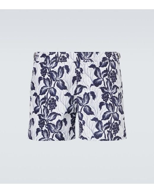 Orlebar Brown Blue Bulldog Floral Swim Trunks for men
