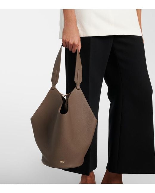 Khaite Brown Lotus Small Leather Tote Bag