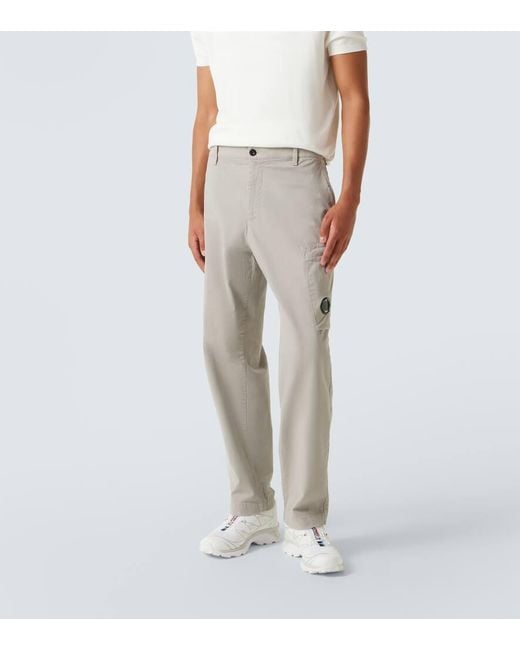 C P Company Gray Lens Cotton Sateen Cargo Pants for men