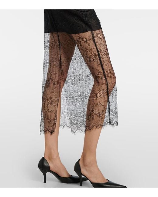 Frankie Shop Gray Alrose Lace Midi Skirt