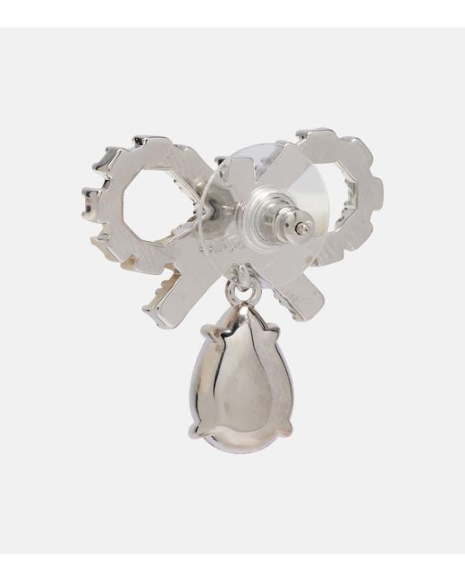 Self-Portrait White Micro Bow Embellished Earrings