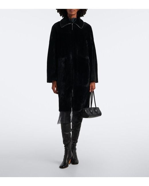 Joseph Black Caspian Reversible Leather And Shearling Coat