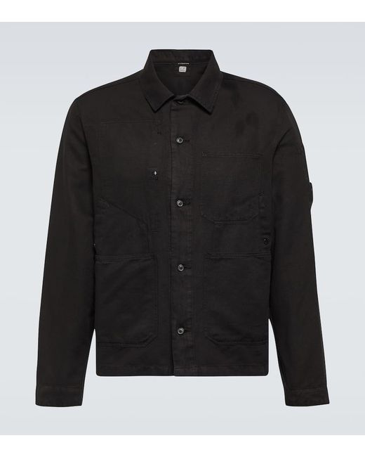 Giacca camicia in lino e cotone di C P Company in Black da Uomo