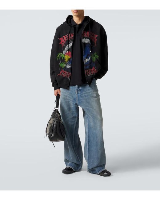 Balenciaga Blue Distressed Wide-Leg Jeans for men