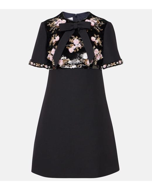 Valentino Black Crepe Couture Embellished Minidress