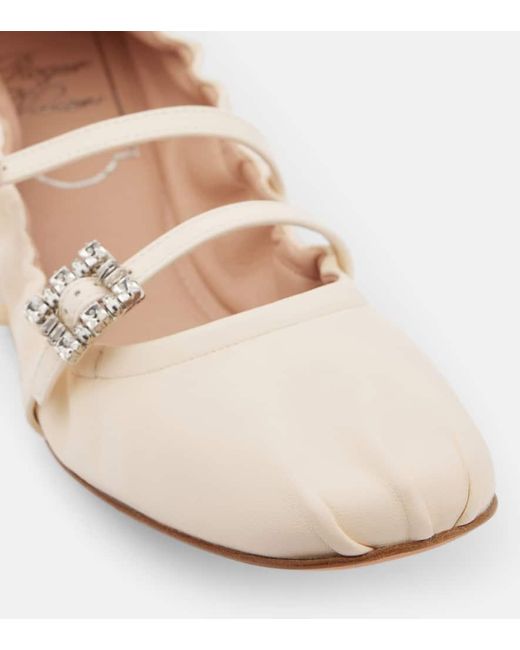 Roger Vivier Pink Verzierte Ballerinas Aus Leder