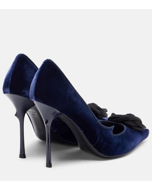 Roger Vivier Blue Rose Vivier 100 Floral-Applique Velvet Pumps