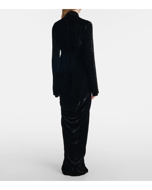 Rick Owens Black Ruched Gown
