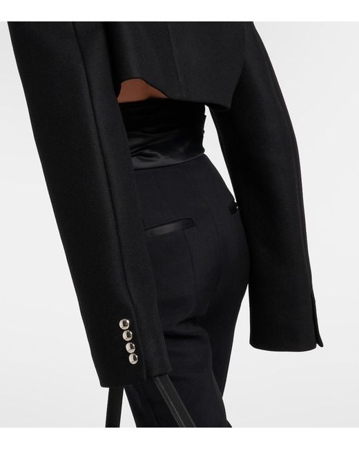 Khaite Black Leara Cropped Wool-Blend Jacket