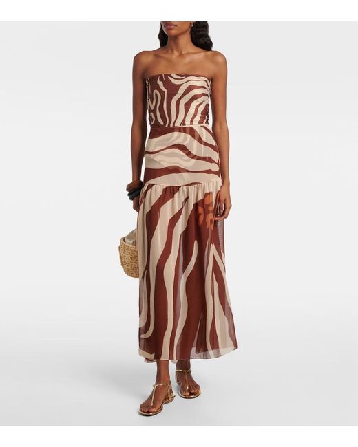 Johanna Ortiz Brown Printed Midi Skirt