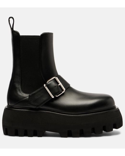Alexander McQueen Black Ankle Boots Sofa Buckle Aus Leder