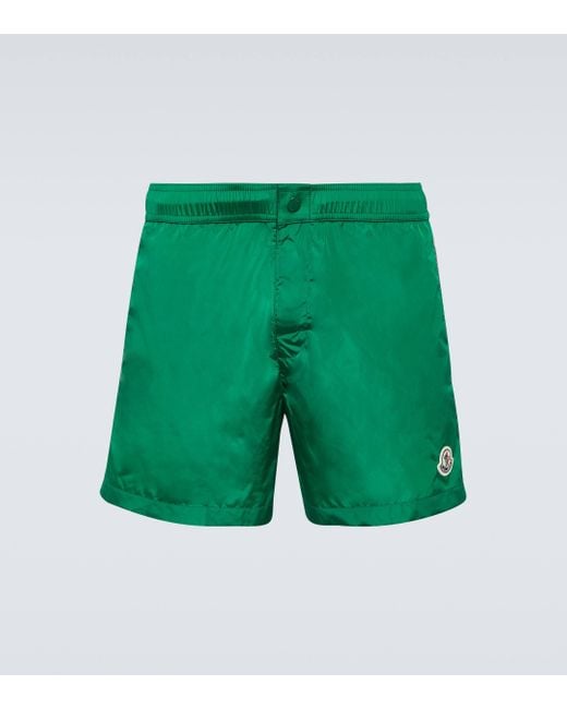 Moncler Green Logo Swim Trunks for men