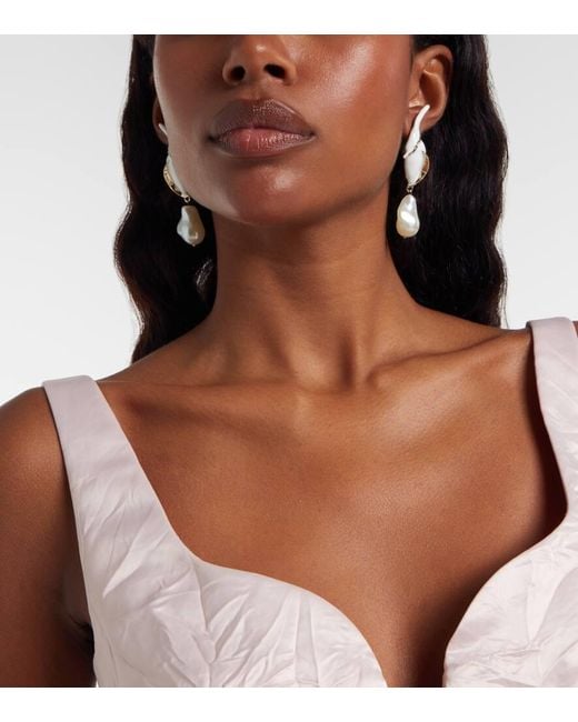 Orecchini Pendenti Con Perle di Erdem in White