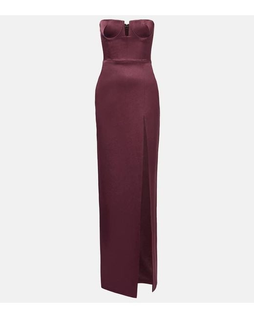 Alex Perry Purple Crepe Satin Bustier Gown