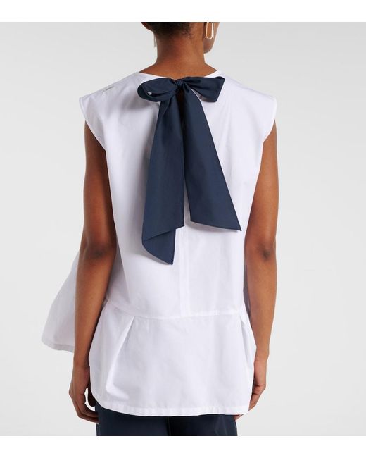Max Mara White Brava Peplum Cotton Poplin Top