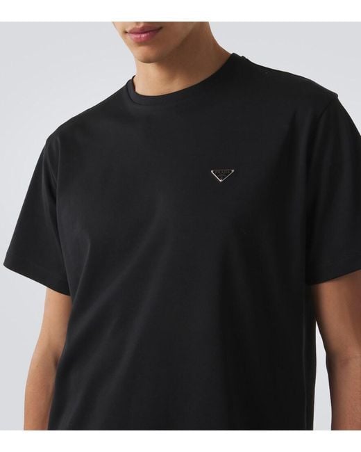 Prada Black Logo Cotton Jersey T-Shirt for men