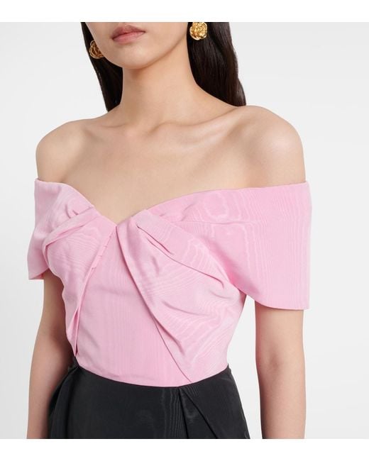Rebecca Vallance Pink Amaro Off-Shoulder Taffeta Gown