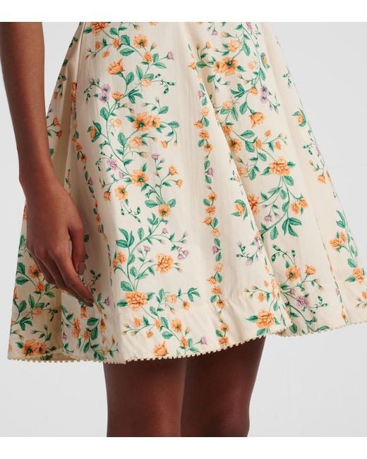 Agua Bendita Metallic Mati Floral Cotton Poplin Minidress