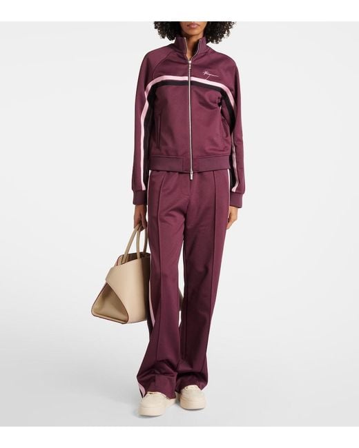 Ferragamo Natural Suede-Trimmed Leather Platform Sneakers