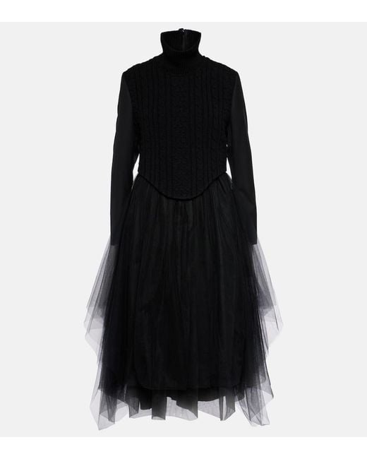 Noir Kei Ninomiya Black Midikleid Mit Tuell