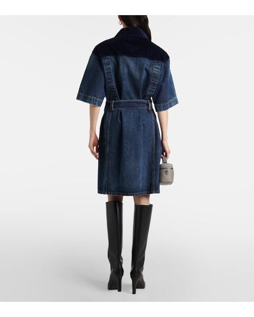 Stella McCartney Blue Corduroy-Trimmed Denim Minidress