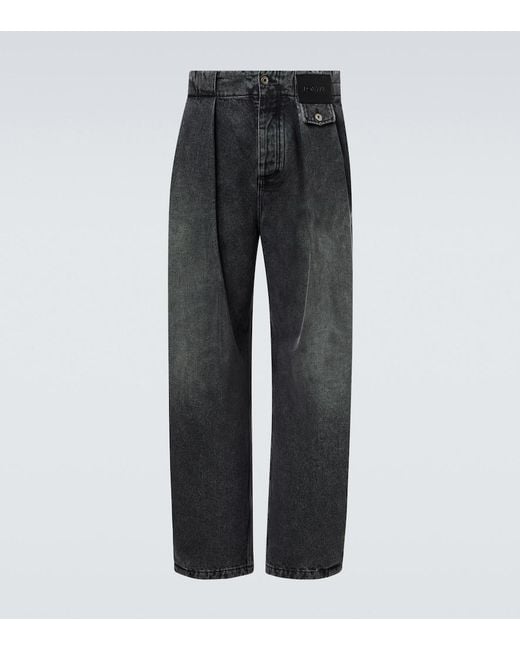 Loewe Gray Pleated Barrel-Leg Jeans for men