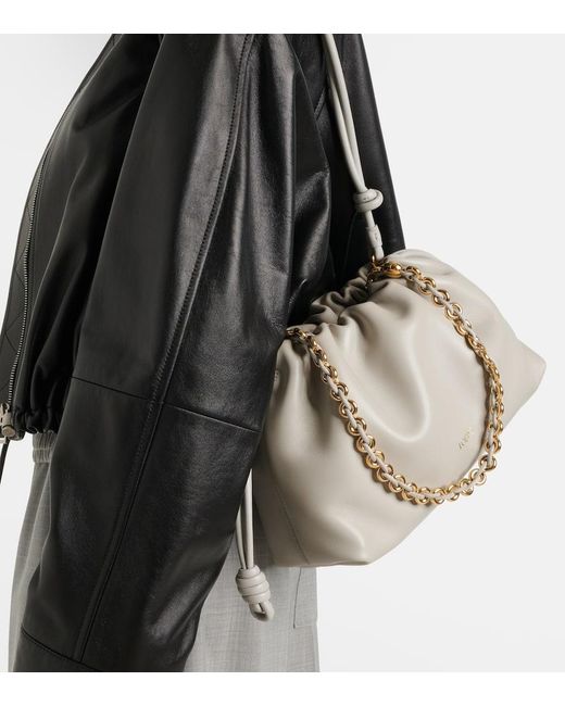 Loewe White Flamenco Medium Leather Shoulder Bag