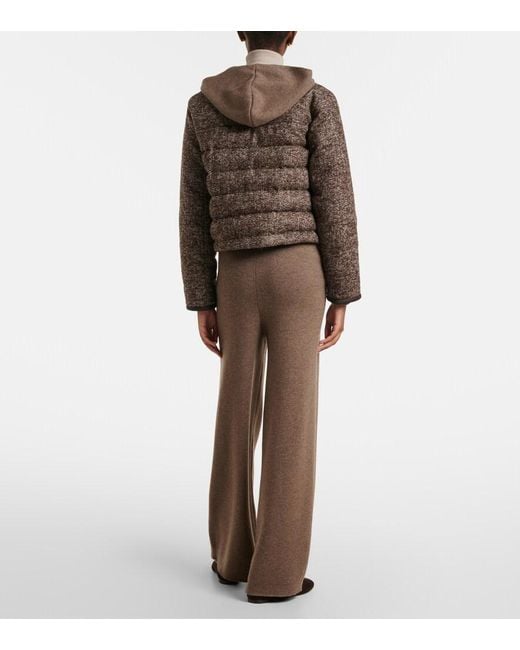 Agnona Brown Cashmere, Wool, And Silk Wide-Leg Pants