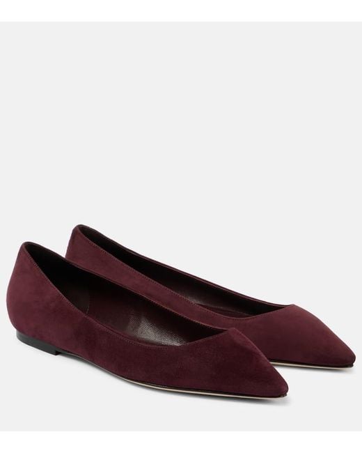 Jimmy Choo Red Ballerinas Romy Aus Veloursleder
