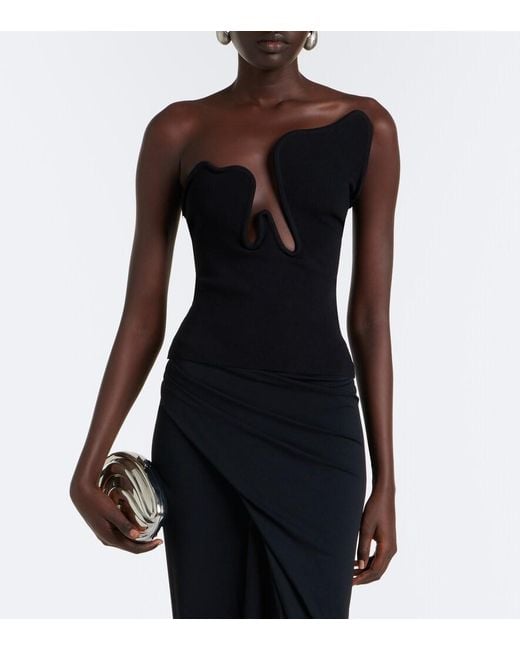 Christopher Esber Black Salacia Ribbed-Knit Jersey Top