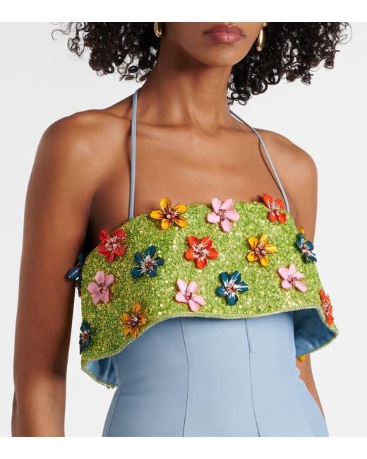 ALÉMAIS Blue Yasmine Embellished Minidress
