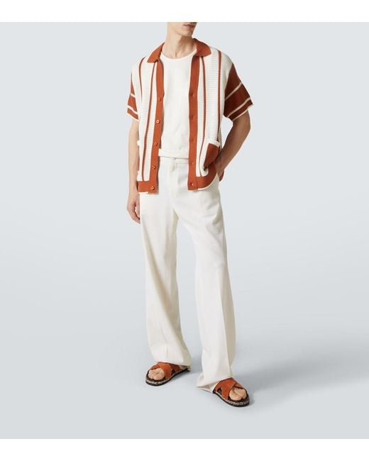 Frescobol Carioca Red Fabricio Crochet Cotton Shirt for men