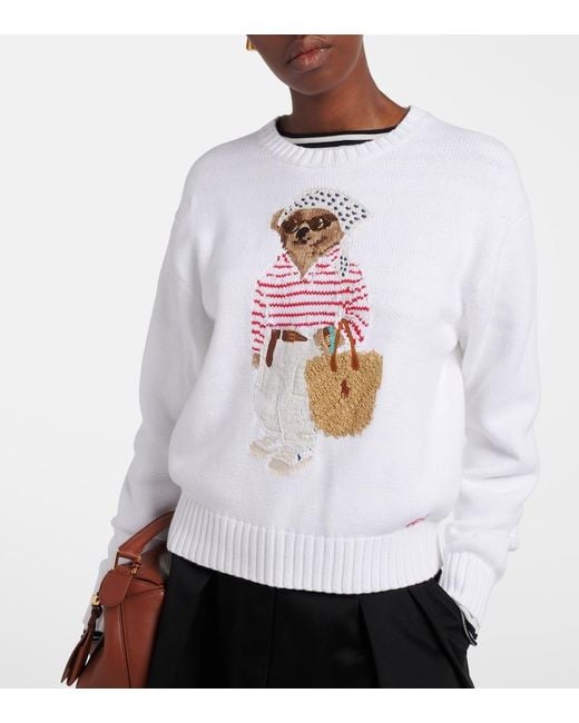 Polo Ralph Lauren White Polo Bear Cotton Sweater